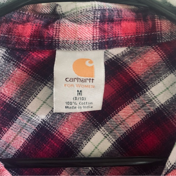 Carhartt for Women Pink and Purple Plaid Button Down Casual Shirt | Medium - Picture 2 of 4